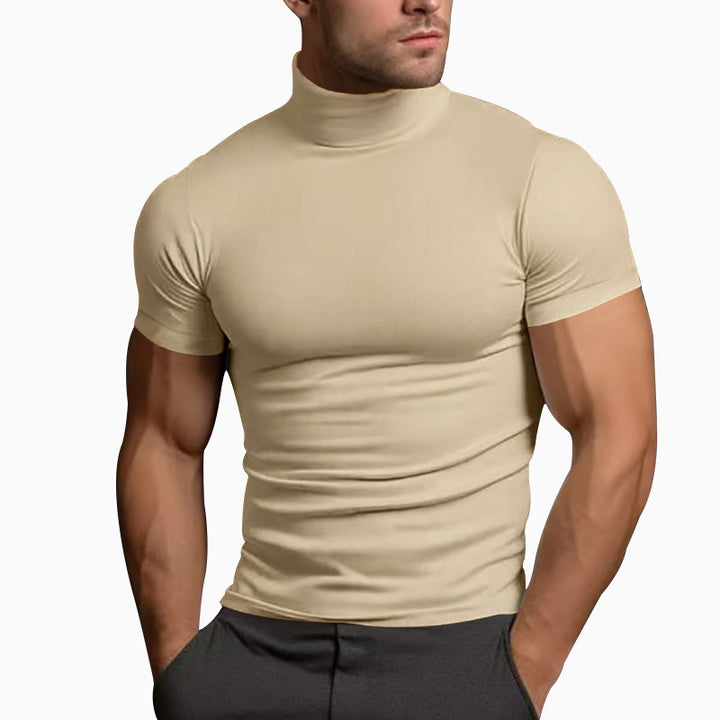 Men's fitted elastic short sleeve roll neck top Mune Fashion
