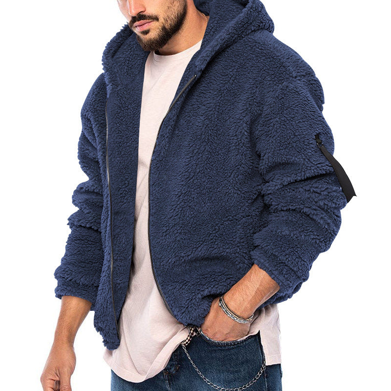 Men's voluminous Sherpa hoodie jacket with bomber cut, concealed zipper and arm pocket Mune Fashion