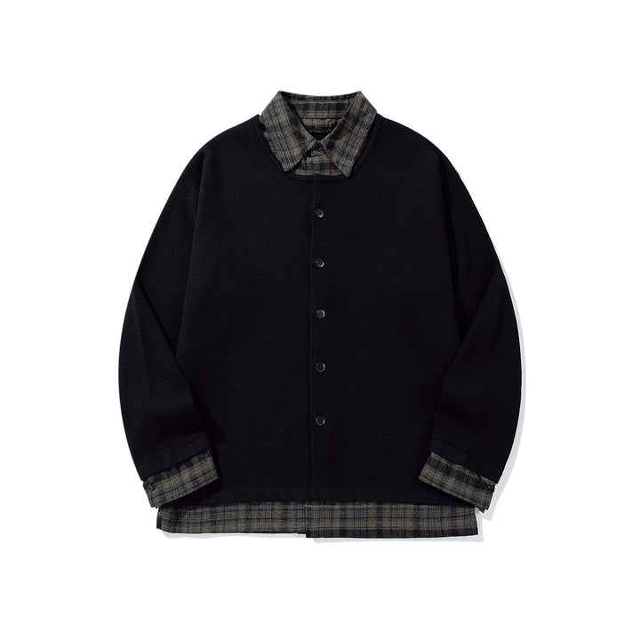 Men's Checked Flannel Shirt Layer with Open Knit Cardigan Mune Fashion