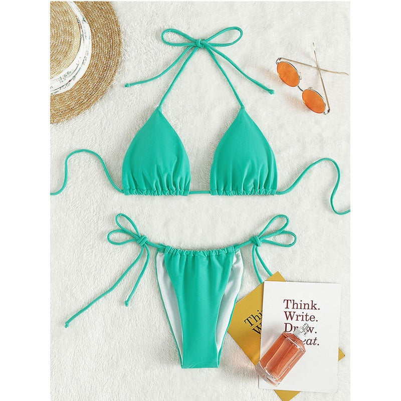 Women Triangle Bikini Set with adjustable straps and feminine accents Mune Fashion
