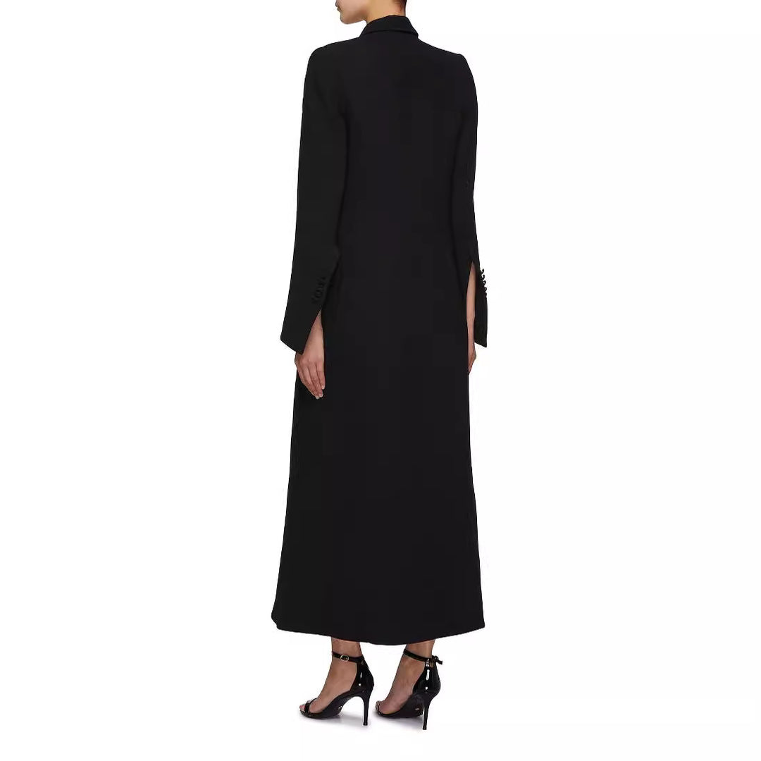 Women Double-Breasted Maxi Blazer Coat with Slim Silhouette Mune Fashion