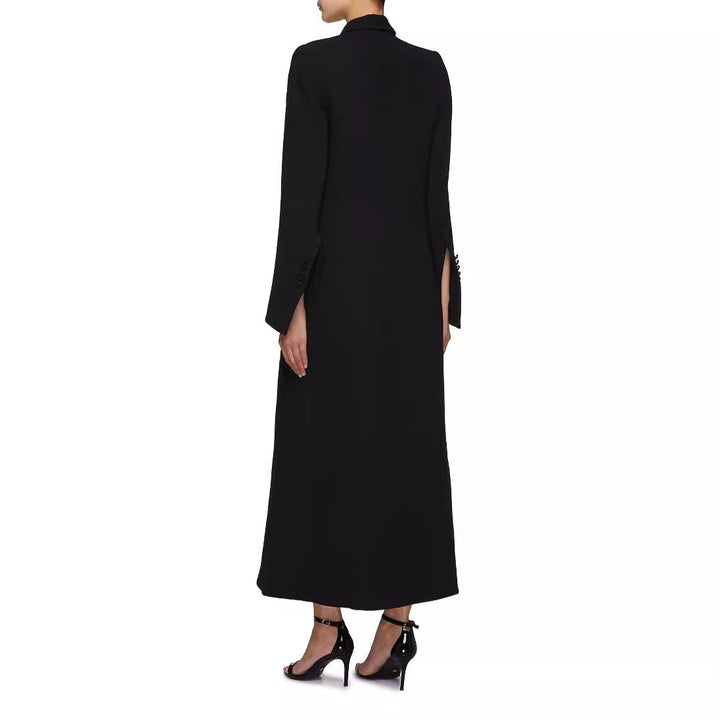 Women Double-Breasted Maxi Blazer Coat with Slim Silhouette Mune Fashion