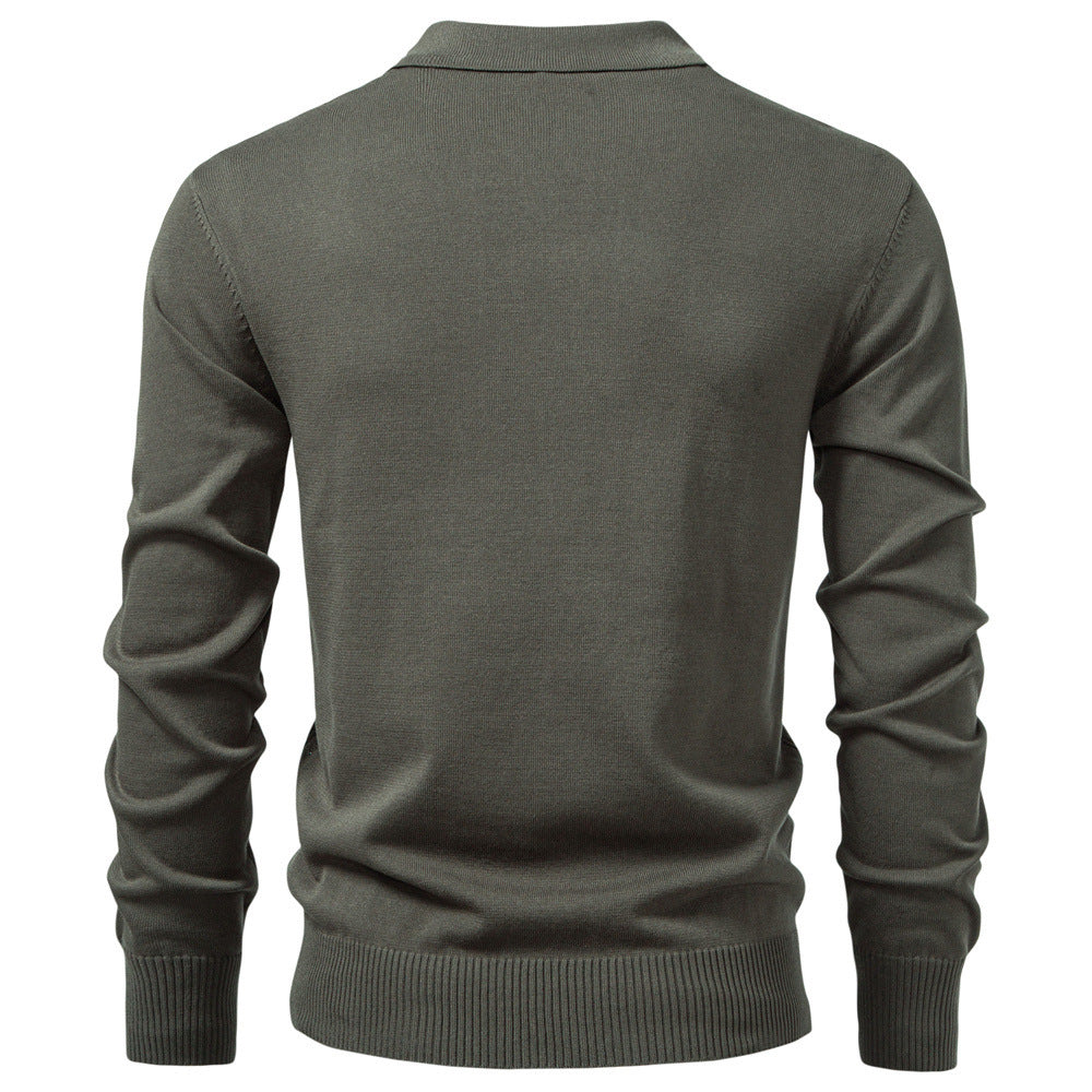Men's knitted ajour sweater with short zipper and polo collar Mune Fashion