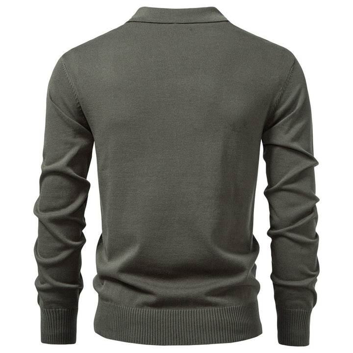 Men's knitted ajour sweater with short zipper and polo collar Mune Fashion