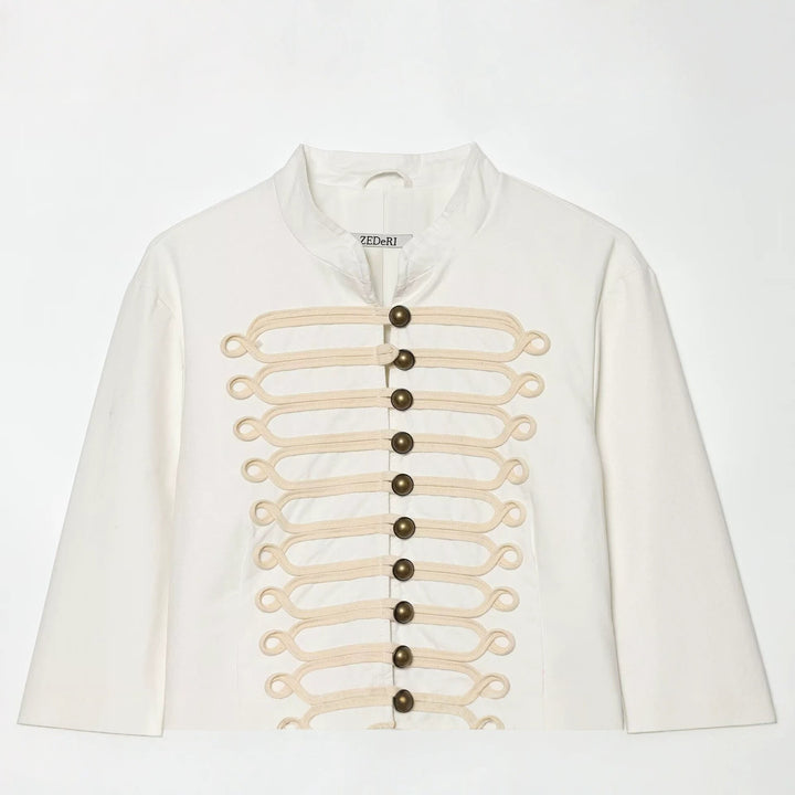 Ladies short blazer in hussar style with cord loops and brass buttons Mune Fashion