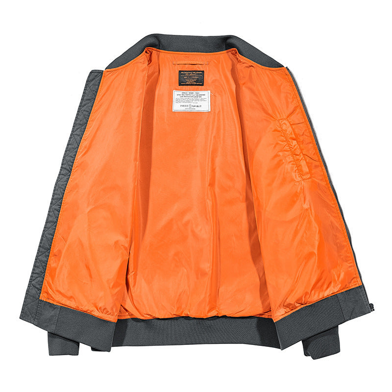 Men's bomber jacket in pilot style with contrasting inner lining and arm pocket Mune Fashion