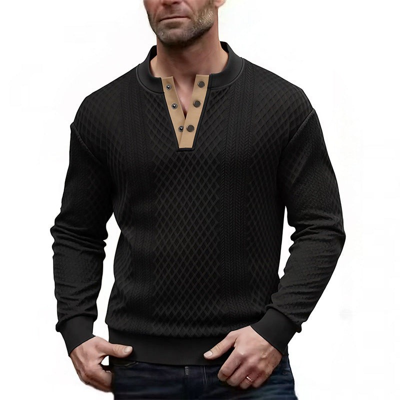 Men's Elegant Structured Sweater with Button Placket Mune Fashion