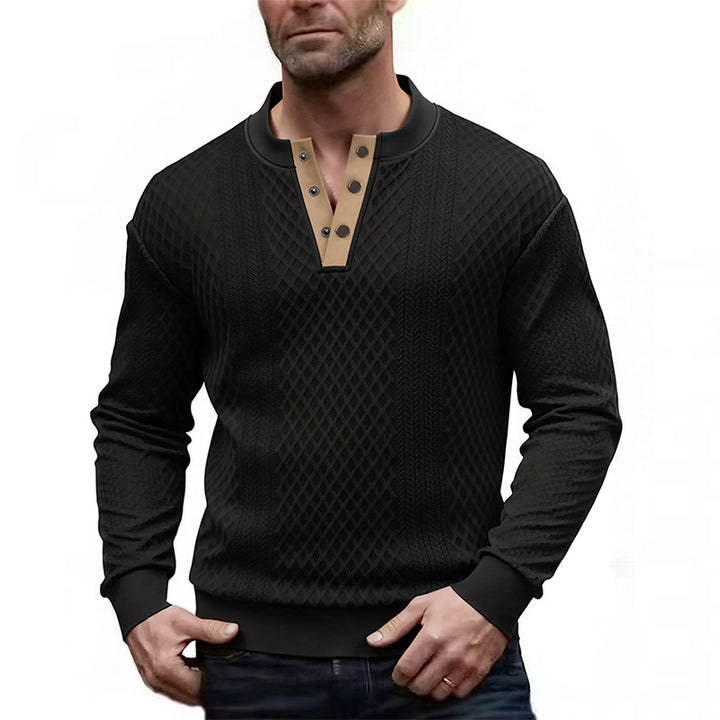 Men's Elegant Structured Sweater with Button Placket Mune Fashion