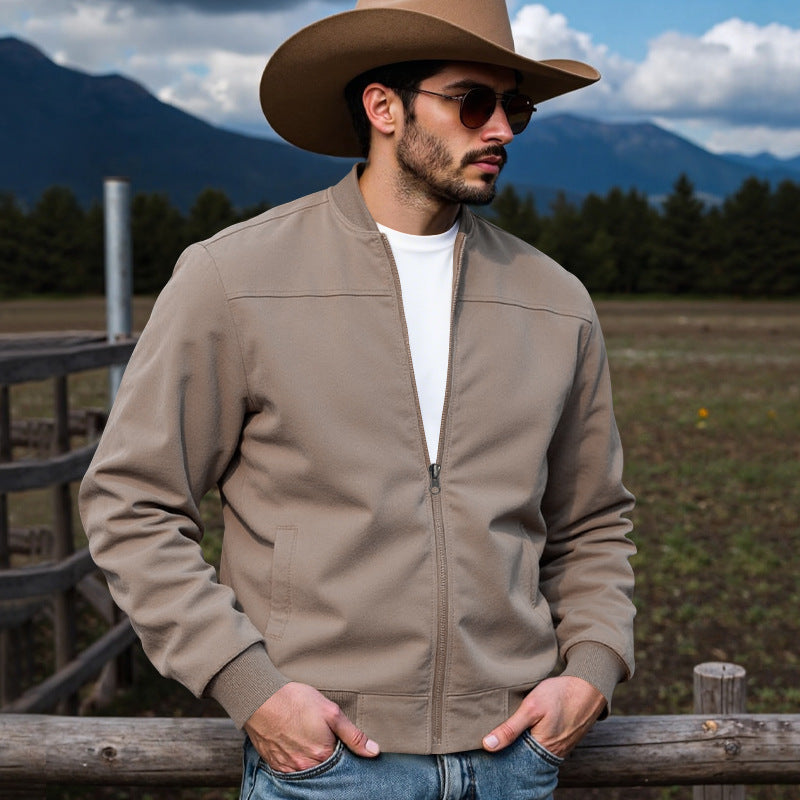 Men's Lightweight Bomber Jacket with Zipper, Ribbed Cuffs & Minimalist Seam Structure Mune Fashion