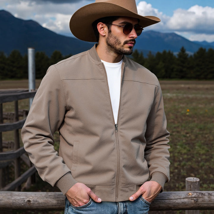 Men's Lightweight Bomber Jacket with Zipper, Ribbed Cuffs & Minimalist Seam Structure Mune Fashion