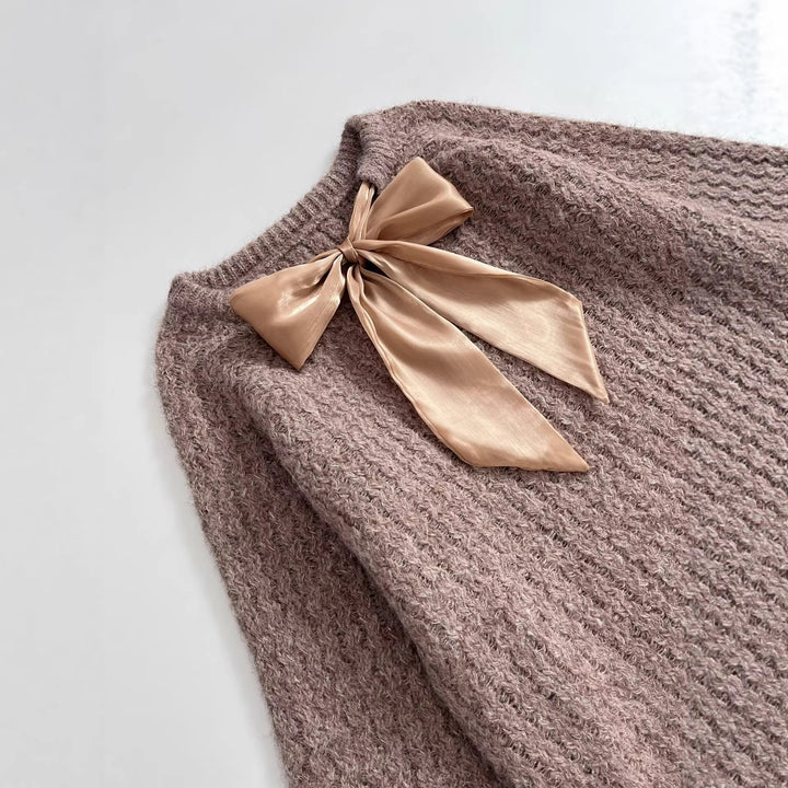 Women Oversize Mohair-Optics Knit Sweater with Back Bow Mune Fashion