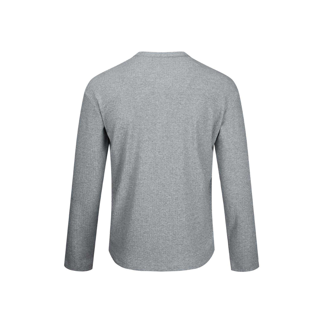 Men's Thermal Waffle Shirt with Henley Button Placket Mune Fashion