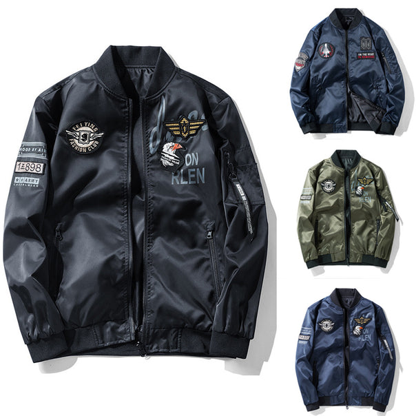 Men's pilot bomber jacket in aviator look with patch applications and wind-resistant nylon Mune Fashion
