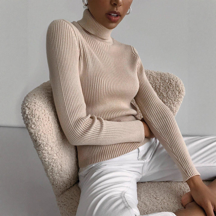 Women's Figure-Hugging Ribbed Roll Neck Sweater Mune Fashion