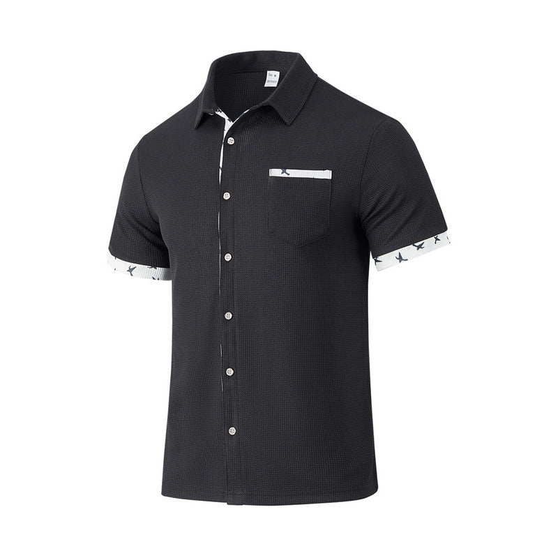 Men's structured short-sleeve shirt with chest pocket and contrast trim Mune Fashion
