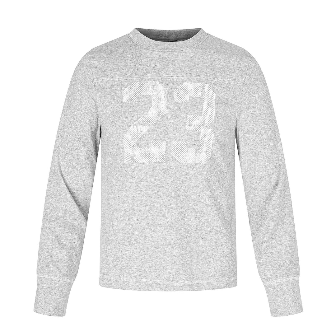 Unisex Long Sleeve Sweatshirt with Round Neck, Mélange Cotton Blend and Subtle Number Print Mune Fashion