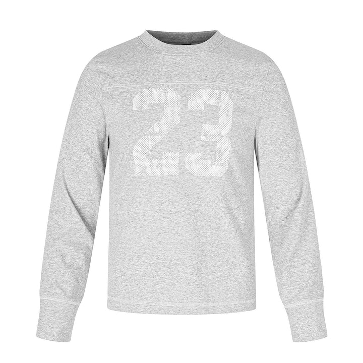 Unisex Long Sleeve Sweatshirt with Round Neck, Mélange Cotton Blend and Subtle Number Print Mune Fashion