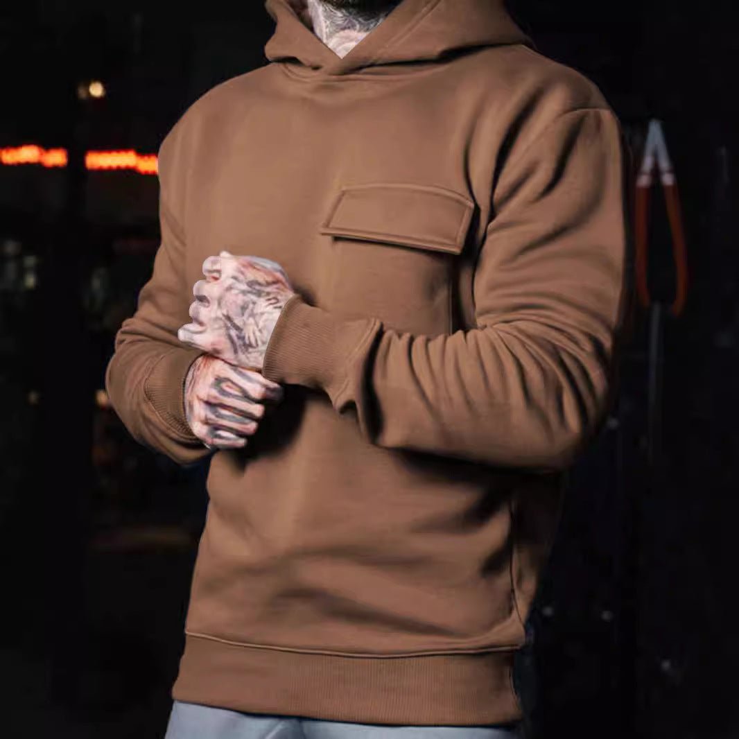 Men's casual athletic hoodie with patch pocket made of heavy French terry Mune Fashion