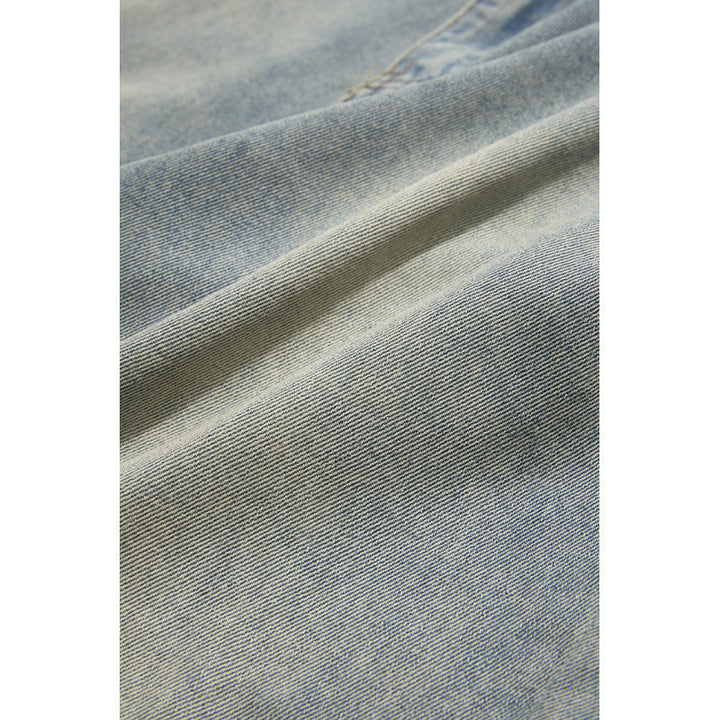 Men's Wide-Leg Denim Pants with High Waist, Vintage Wash and Five-Pocket Details Mune Fashion