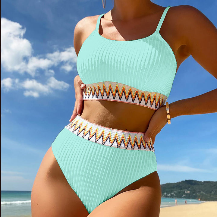 Women's High-Waisted Bikini Set with Refined Decorative Details Mune Fashion