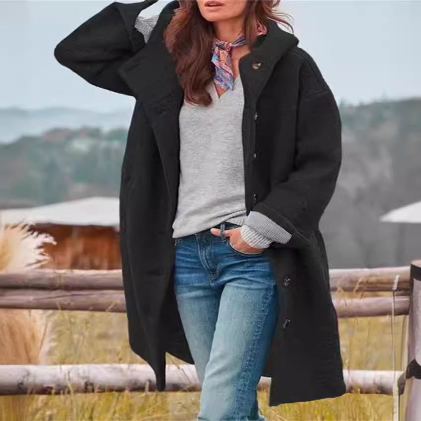 Women Oversize Teddy Coat with Button Placket and Large Lapels Mune Fashion
