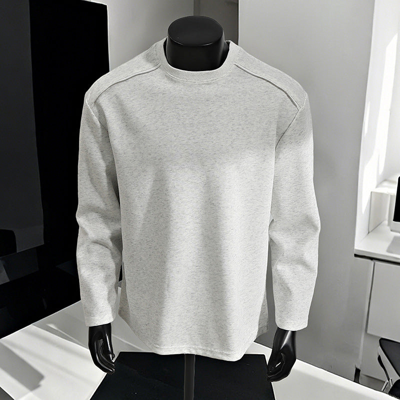 Men's Relaxed-Fit Cotton Blend Crewneck Sweatshirt with Raglan Seams and Melange Texture Mune Fashion