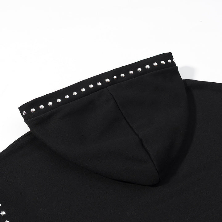 Women's Oversized Hoodie with Studded Trim and Ribbed Cuffs Mune Fashion