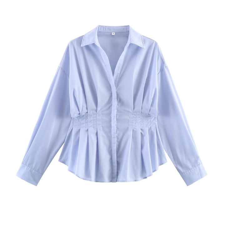 Women's tailored blouse with waist gathering and peplum Mune Fashion