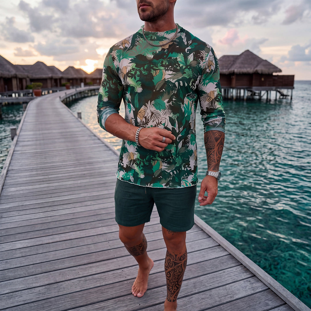 Men's Long Sleeve Shirt with Floral Pattern Mune Fashion