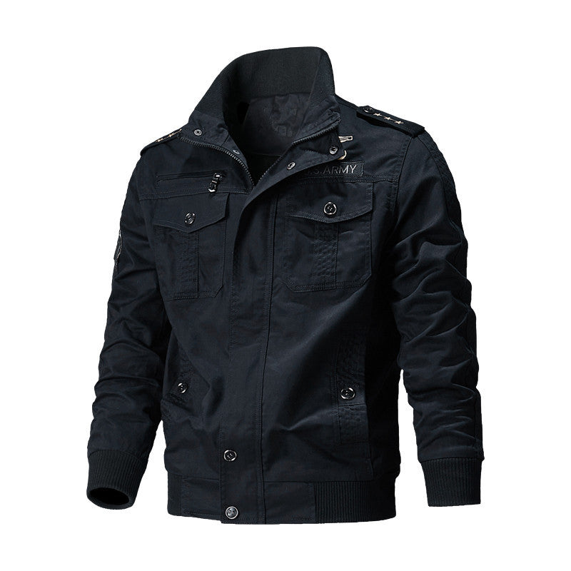 Men's Urban Canvas Pilot Jacket in Military Look with Chest Pockets, Epaulets and Ribbed Cuffs Mune Fashion
