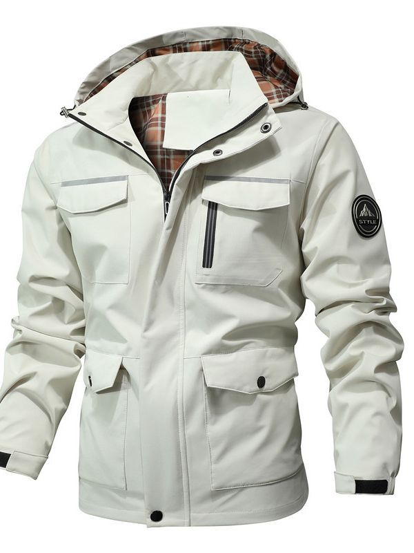 Men Water-repellent Softshell Parka with Hood, Reflective Inserts and Multifunction Pockets Mune Fashion
