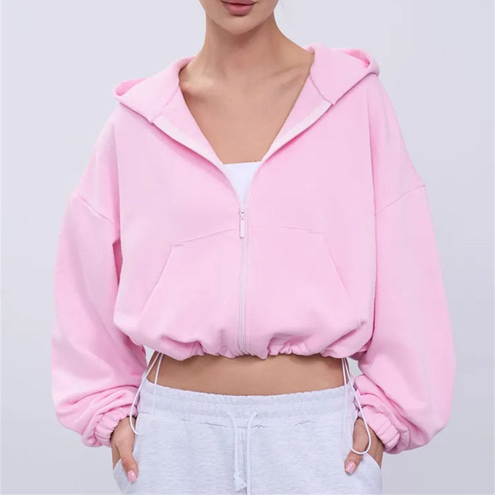Women's Fashionable Cropped Zip Hoodie Mune Fashion