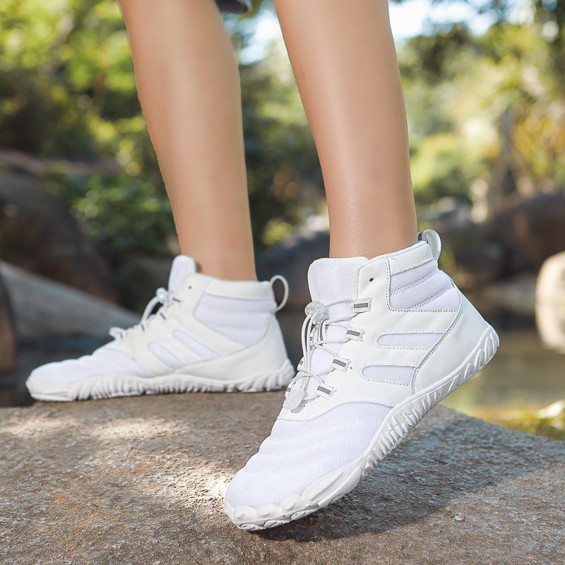 Unisex nan ankle-high barefoot-like watersports shoe with quick lacing and flexible profile sole Mune Fashion