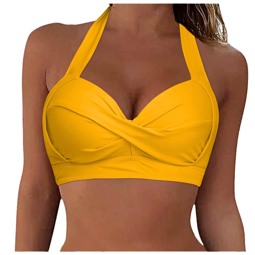 Women's Sporty Bikini Top with Deep Neckline and Halter Design Mune Fashion