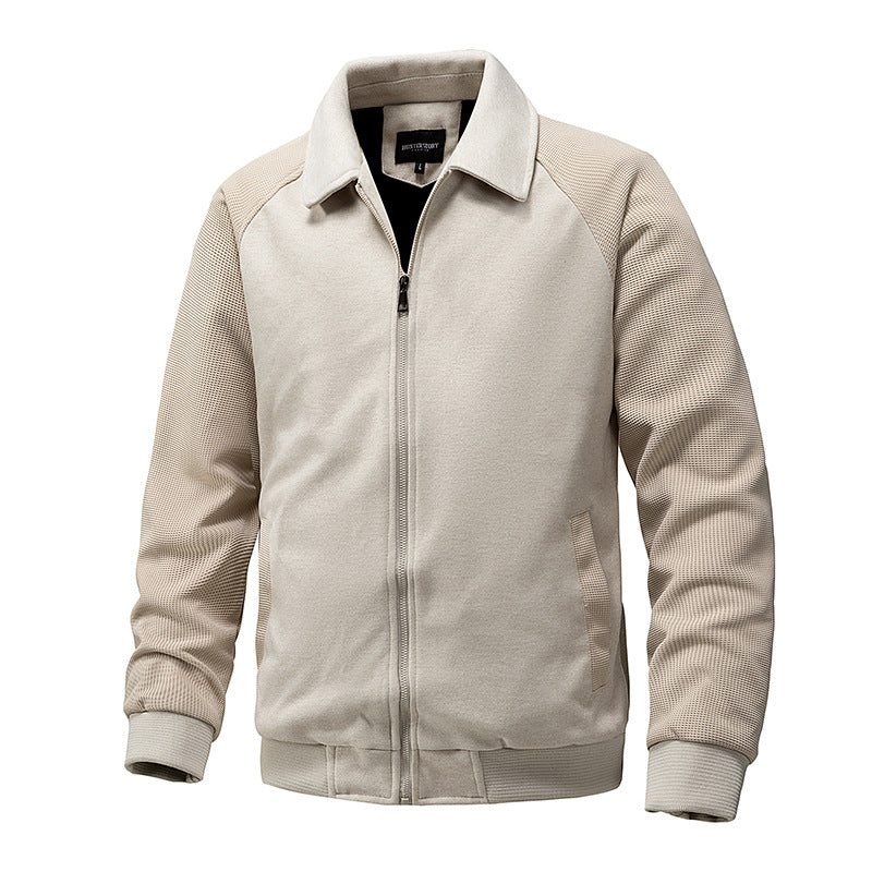 Men's Casual Zip-up Sweat Jacket with Structured Rib Sleeves Mune Fashion