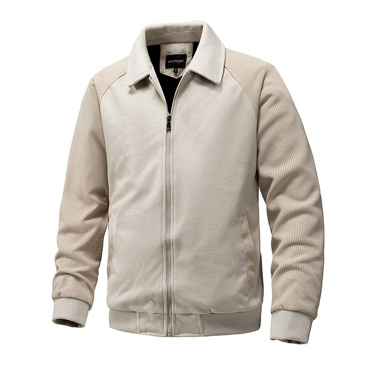 Men's Casual Zip-up Sweat Jacket with Structured Rib Sleeves Mune Fashion