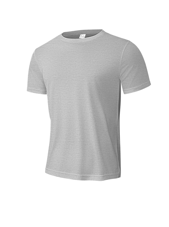 Men's melange functional T-shirt with round neck, lightweight cotton blend and breathable structure Mune Fashion
