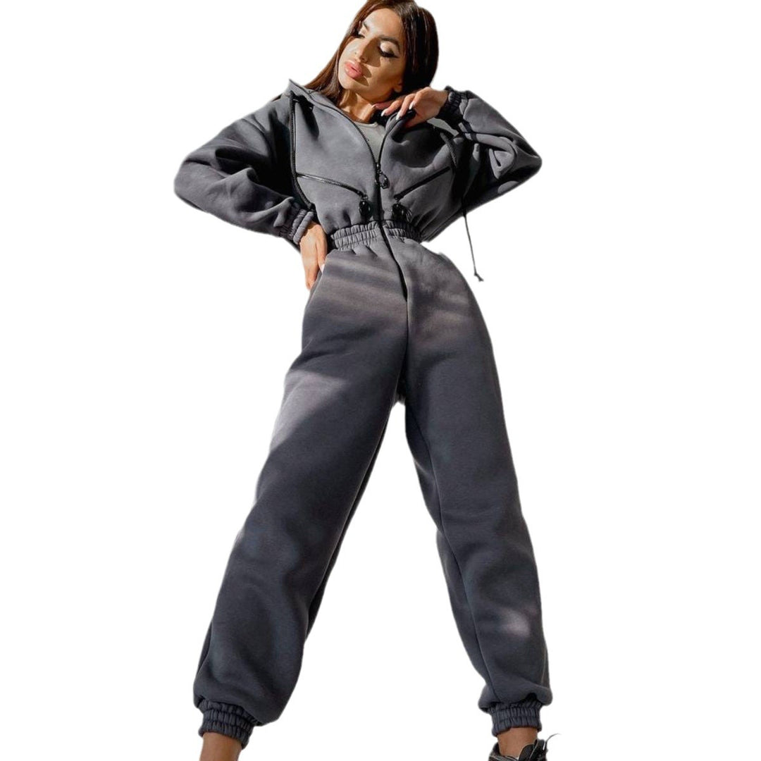 Women's short half-zip loungewear set with elastic waistband and oversized fit Mune Fashion