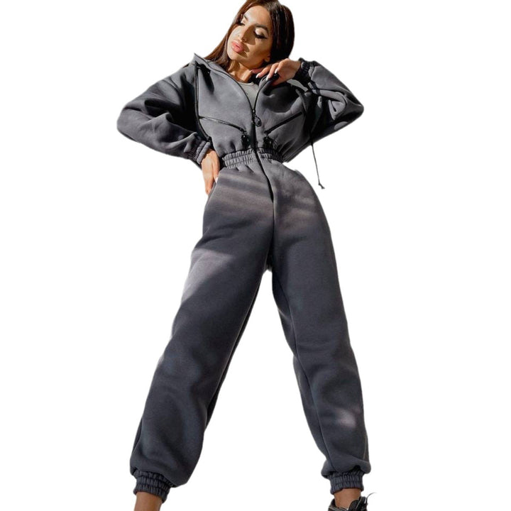Women's short half-zip loungewear set with elastic waistband and oversized fit Mune Fashion