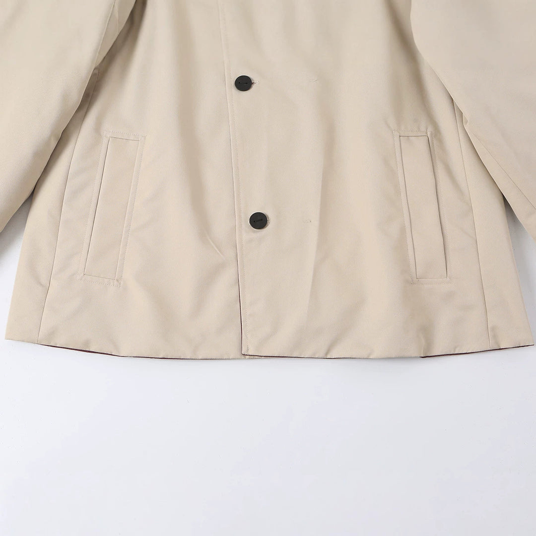 Women's short jacket with high stand-up collar and asymmetrical button placket Mune Fashion