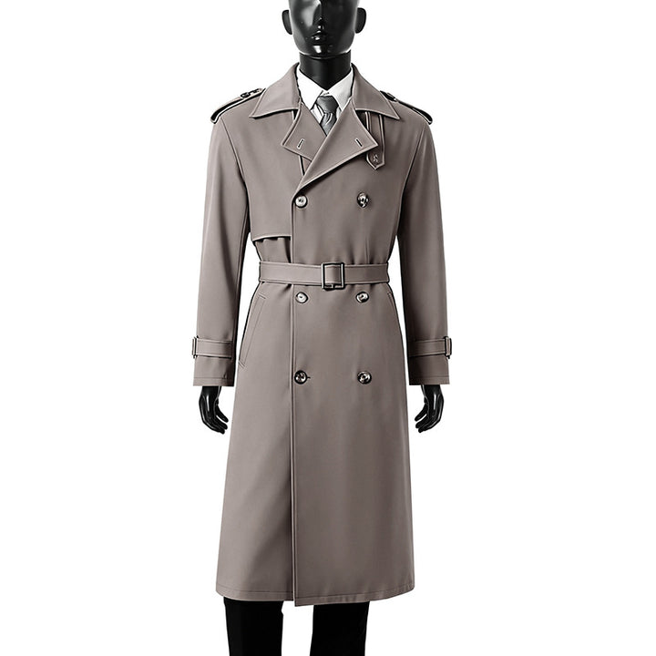 Men's Timeless Double-Breasted Trench Coat with Waist Belt, Shoulder Epaulettes and Cuff Straps Mune Fashion