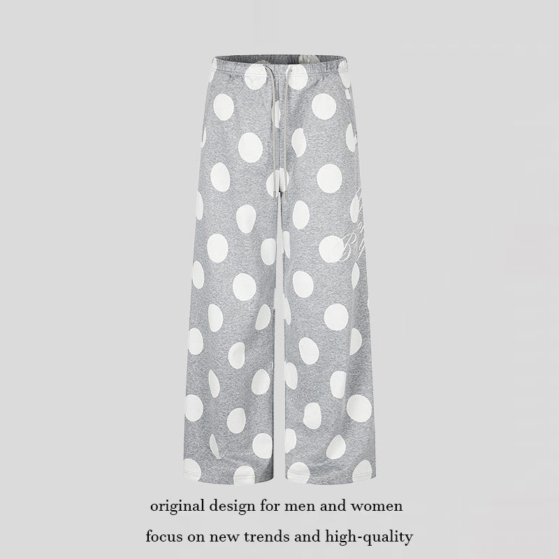 Women's Wide Palazzo Lounge Pants with Comfort Waistband and Dot Pattern Mune Fashion