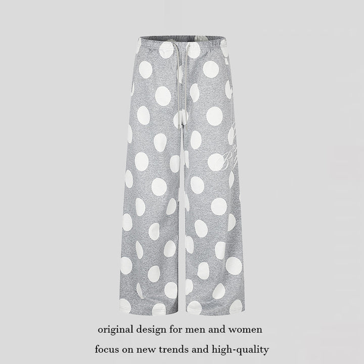 Women's Wide Palazzo Lounge Pants with Comfort Waistband and Dot Pattern Mune Fashion