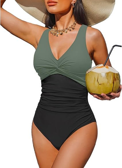 Ladies Elegant One-Piece Swimsuit with Fashionable Twist Mune Fashion