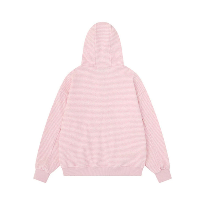 Unisex Striped Hooded Sweat Jacket with Zipper and Kangaroo Pockets Mune Fashion
