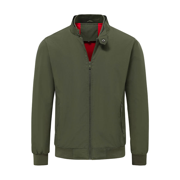 Men's Lightweight Bomber Jacket with Stand-Up Collar, Wind-Resistant Shell and Elastic Cuffs Mune Fashion