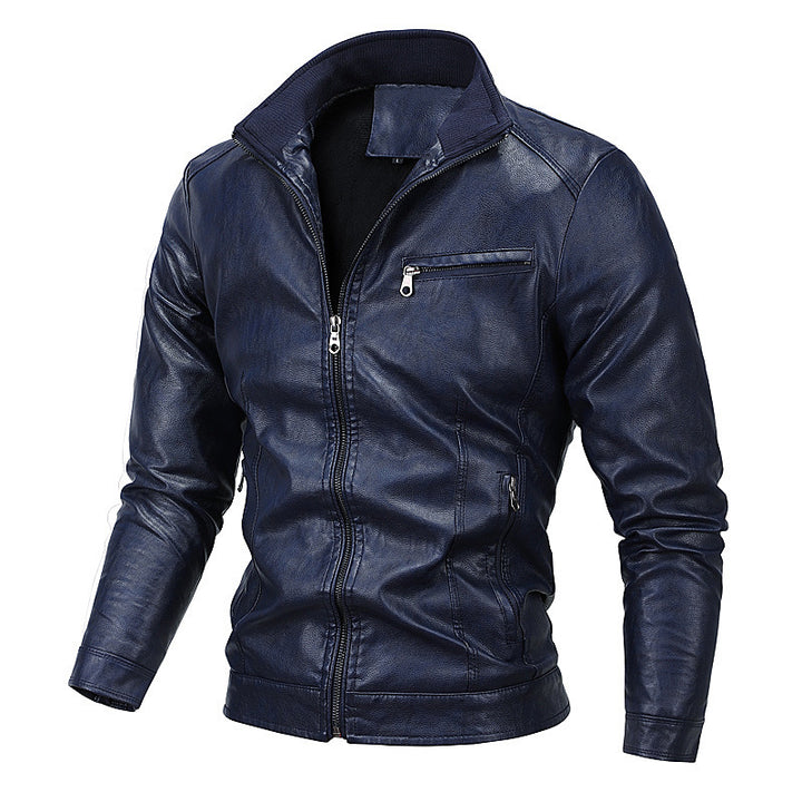 Men's Moto Blouson in leather look with a fitted cut, stand-up collar and zip pockets