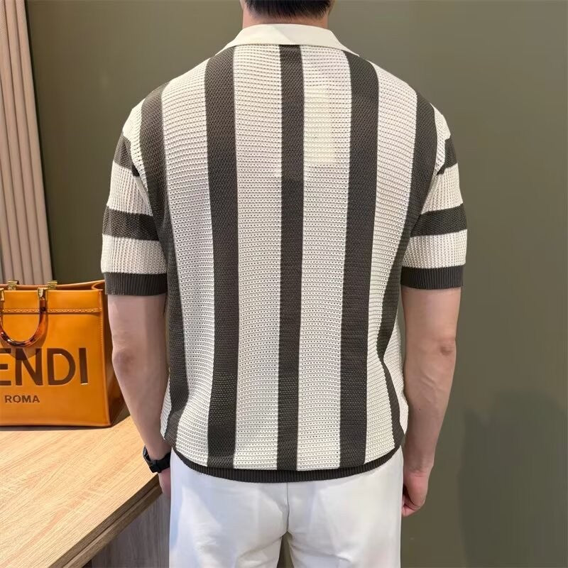 Men's Stylish Short-Sleeved Knitted Polo Shirt Mune Fashion