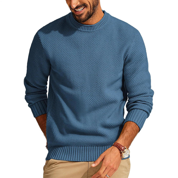 Men's Waffle Knit Sweater with Round Neck Mune Fashion