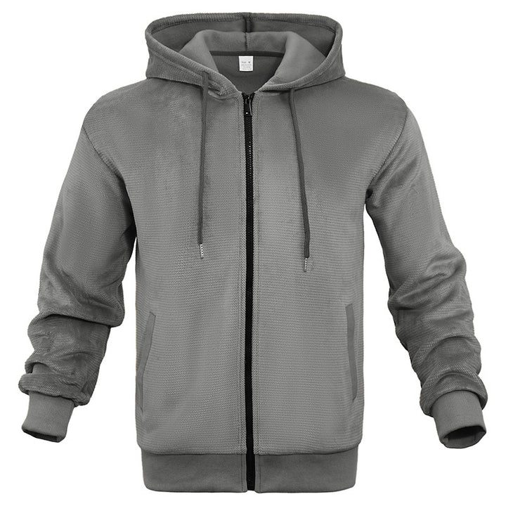Men's Structured Hoodie Sweatshirt with Full Zip, Side Pockets and Ribbed Cuffs Mune Fashion